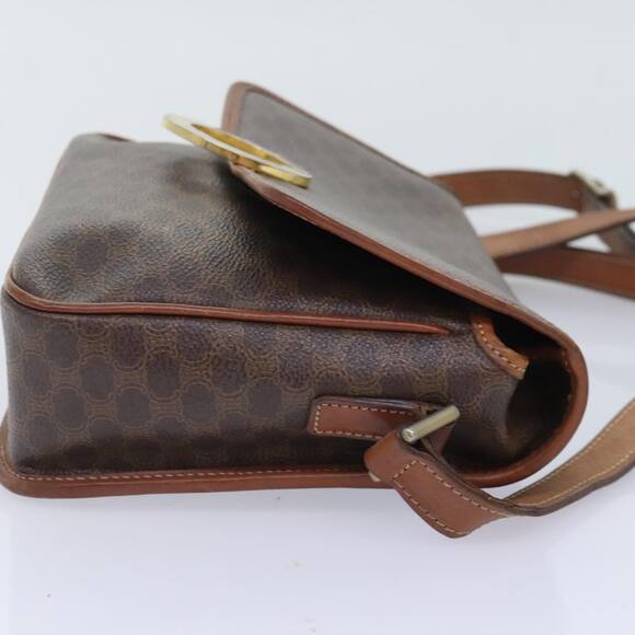 CELINE Macadam Canvas Circle Shoulder Bag Pvc Leather Brown Gold - Picture 7 of 13